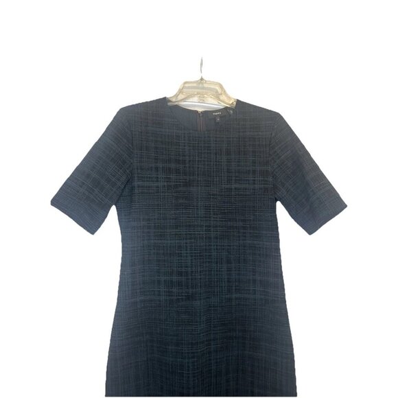 Theory Rijik B Configure Strech Knit Sheath Printed Dress Black Green Sz 10 - Picture 2 of 8